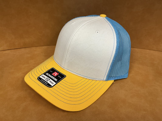Richardson 112, White/ Columbia Blue/ Yellow