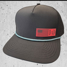 Back with Teal Rope Performance Hat-Fathers Day American Flag Hat