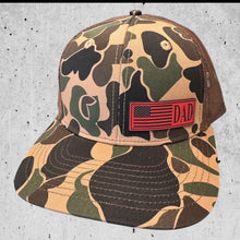 Brown Old School Camo Trucker Fathers Day American Flag Hat