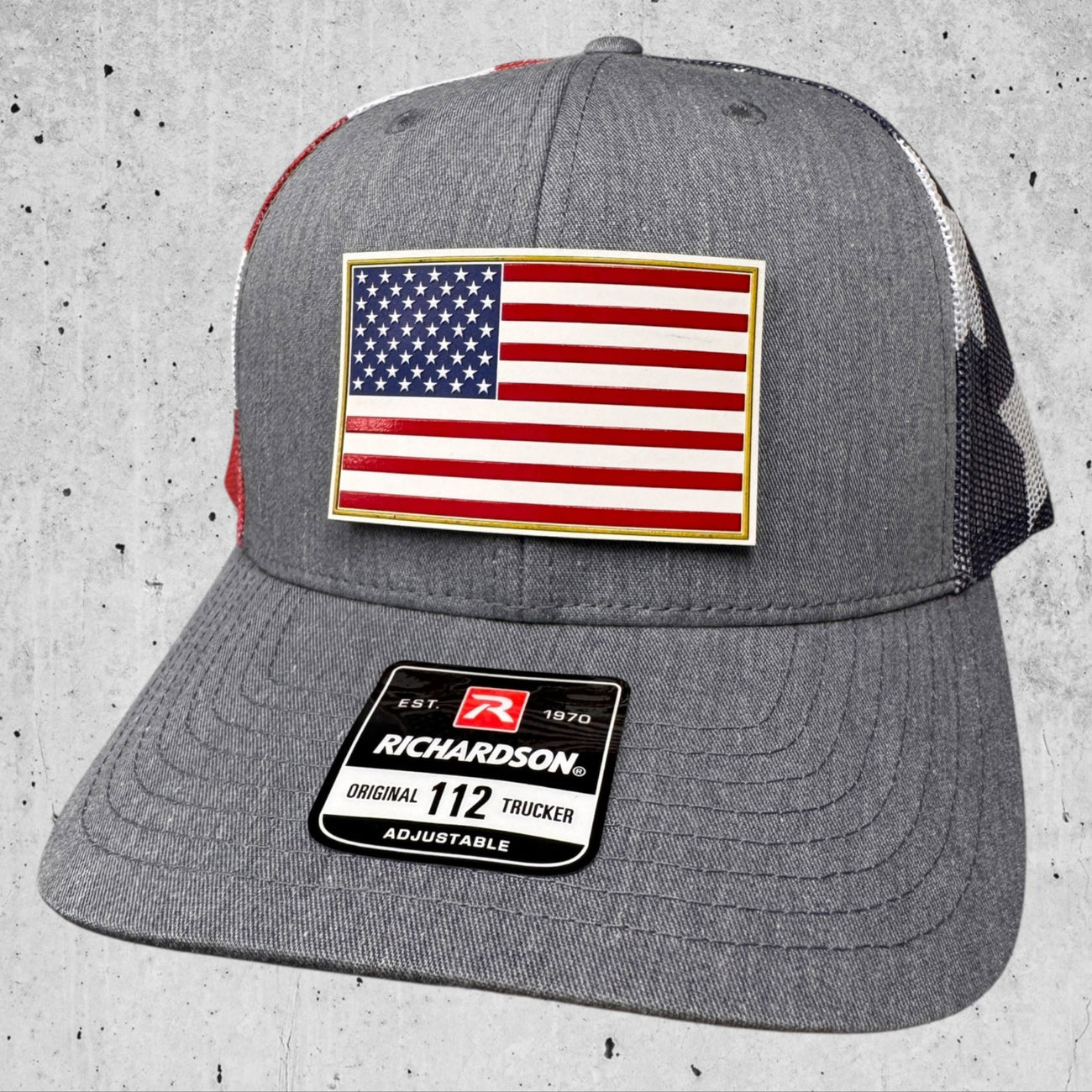 UV Printed American Flag Patch on Richardson 112 Flag Hat