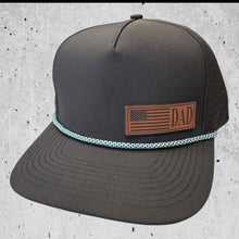 Back with Teal Rope Performance Hat-Fathers Day American Flag Hat