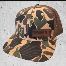 Brown Old School Camo Trucker Fathers Day American Flag Hat