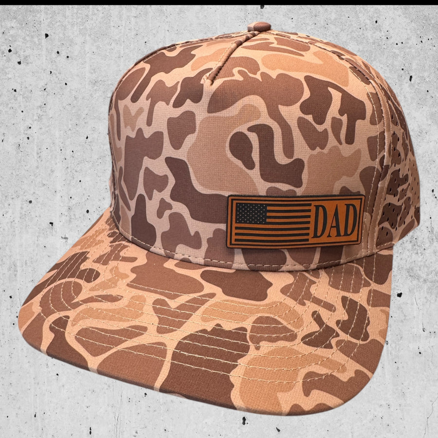 Dark Old School Camo Performance Hat-Fathers Day American Flag Hat