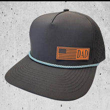 Back with Teal Rope Performance Hat-Fathers Day American Flag Hat