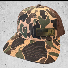 Brown Old School Camo Trucker Fathers Day American Flag Hat